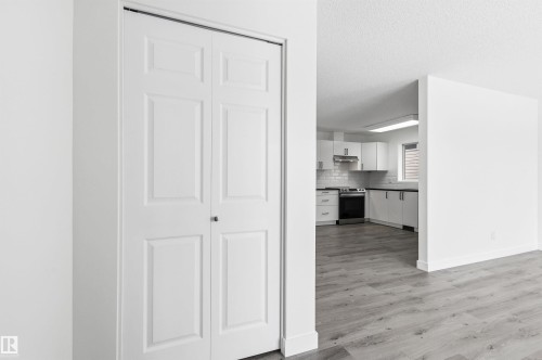 The property features a closet with paneled bifold doors and light gray flooring - 16223 55A Street, Edmonton, AB - Indoor Photo Showing Other Room