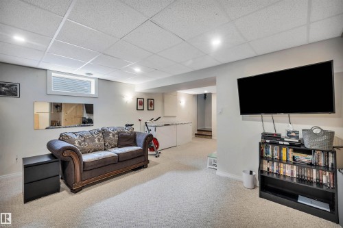 The room features neutral wall paint and light-colored carpeting, creating a bright and inviting space - 4208 89 Street Nw, Edmonton, AB - Indoor Photo Showing Basement