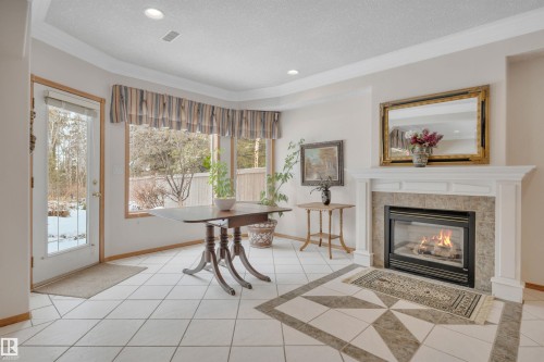 615 Twin Brooks Bend, Edmonton, AB - Indoor Photo Showing Living Room With Fireplace