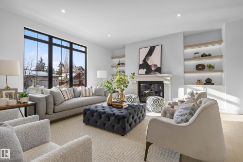 10342 138 Street, Edmonton, AB - Indoor Photo Showing Living Room With Fireplace