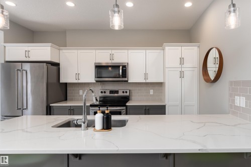 6741 Elston Lane, Edmonton, AB - Indoor Photo Showing Kitchen With Stainless Steel Kitchen With Upgraded Kitchen
