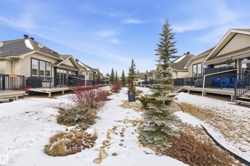 The properties feature exterior siding, black framed windows, and balconies with dark railings - 13 841 156 Street, Edmonton, AB - Outdoor