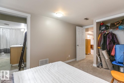 This room features neutral-toned walls, carpeted flooring, and a ceiling light fixture - 10504 60 Street, Edmonton, AB - Indoor Photo Showing Other Room