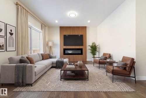 5736 176 Avenue, Edmonton, AB - Indoor Photo Showing Living Room With Fireplace