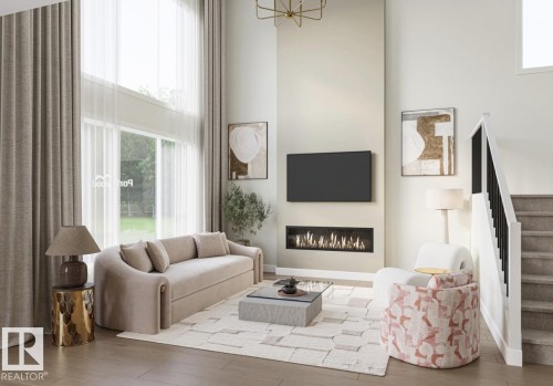 260 Falcon Crescent, Leduc, AB - Indoor Photo Showing Living Room With Fireplace