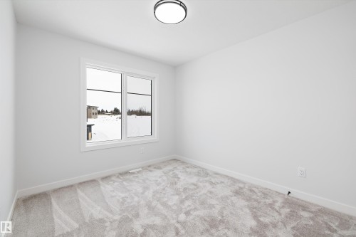 This room features a window providing views of the surrounding area, a ceiling-mounted light fixture, and light-colored carpeting - 236 Kinglet Boulevard Nw, Edmonton, AB - Indoor Photo Showing Other Room