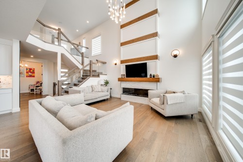35 Elwyck Gate, Spruce Grove, AB - Indoor Photo Showing Living Room With Fireplace