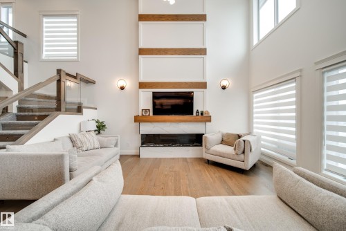 35 Elwyck Gate, Spruce Grove, AB - Indoor Photo Showing Living Room With Fireplace