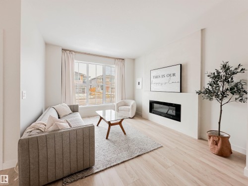 278 Jensen Lakes Boulevard, St. Albert, AB - Indoor Photo Showing Living Room With Fireplace