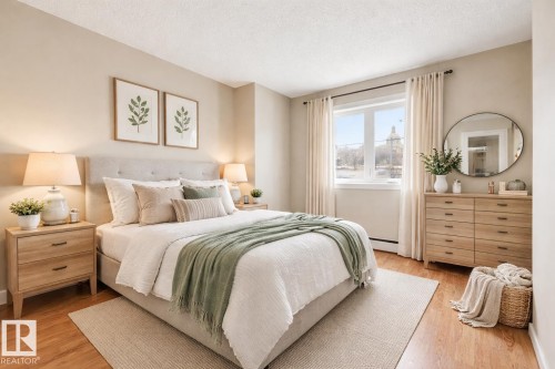 Virtual staging - 209 9710 105 Street Nw, Edmonton, AB - Indoor Photo Showing Bedroom