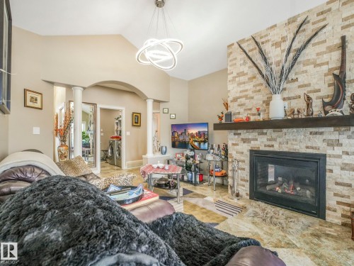 876 Hodgins Road, Edmonton, AB - Indoor Photo Showing Living Room With Fireplace