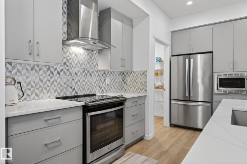 1091 Secord Promenade, Edmonton, AB - Indoor Photo Showing Kitchen With Stainless Steel Kitchen With Upgraded Kitchen
