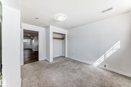 This room features light-colored carpeting, white walls, and an open closet - 12411 126 Street Nw, Edmonton, AB - Indoor Photo Showing Other Room