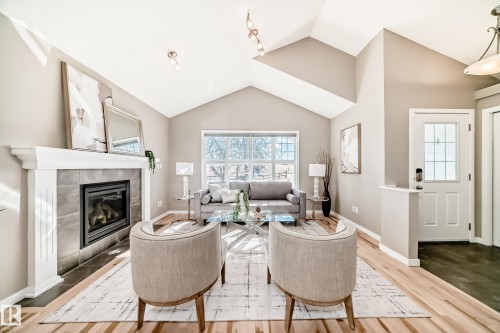1520 70 Street, Edmonton, AB - Indoor Photo Showing Living Room With Fireplace