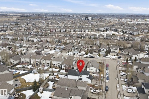 Aerial view showcasing the property within a residential community featuring detached homes - 4619 202 Street, Edmonton, AB - Outdoor With View