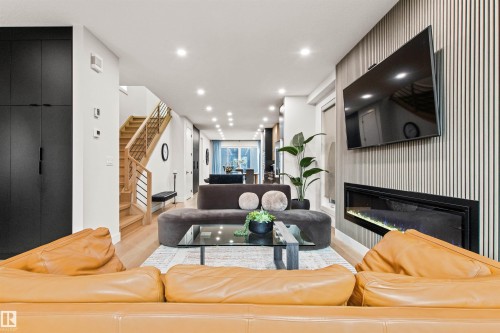 8944 145 Street, Edmonton, AB - Indoor Photo Showing Living Room With Fireplace