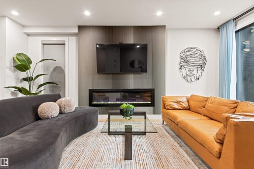 8944 145 Street, Edmonton, AB - Indoor Photo Showing Living Room With Fireplace