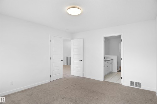 This room features light-colored carpeting, a ceiling light fixture, and white walls - Edmonton, AB - Indoor Photo Showing Other Room