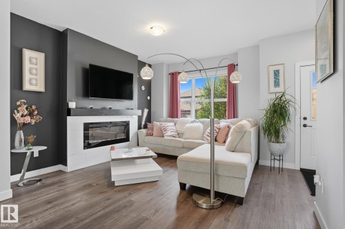 78 Garneau Gate, Spruce Grove, AB - Indoor Photo Showing Living Room With Fireplace