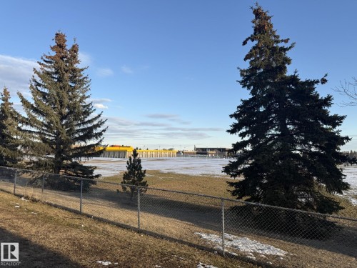 The property provides a clear view of an expanse of natural ground, partially covered with snow, and features several evergreen trees - 124 Cornell Court, Edmonton, AB - Outdoor With View