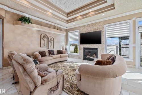 50 Kingsford Crescent, St. Albert, AB - Indoor Photo Showing Living Room With Fireplace