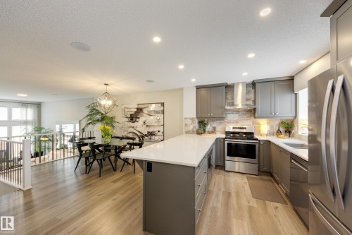 596 Stout Bend, Leduc, AB - Indoor Photo Showing Kitchen With Stainless Steel Kitchen With Upgraded Kitchen