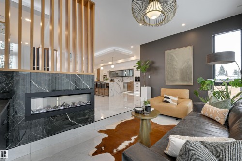 8908 140 Street, Edmonton, AB - Indoor Photo Showing Other Room With Fireplace