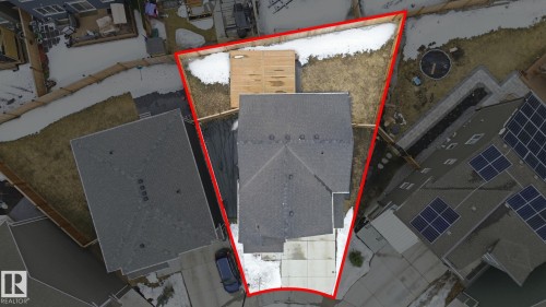 Property Boundary Overlay. Illustrating the defined perimeter of the property - 1607 202 Street, Edmonton, AB - 