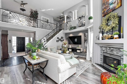 528 Carse Lane, Edmonton, AB - Indoor Photo Showing Living Room With Fireplace