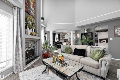 528 Carse Lane, Edmonton, AB - Indoor Photo Showing Living Room With Fireplace