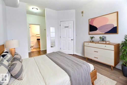 Virtually Staged - 209 10235 112 Street, Edmonton, AB - Indoor Photo Showing Bedroom
