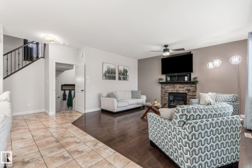 2 Longview Point(E), Spruce Grove, AB - Indoor Photo Showing Living Room With Fireplace