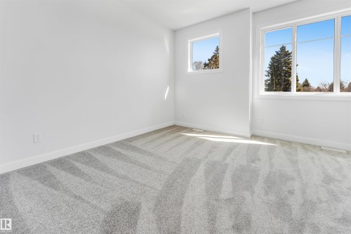 The property features a bright room with light grey carpet, white walls, and a white baseboard trim - 10964 157 Street, Edmonton, AB - Indoor Photo Showing Other Room