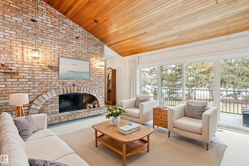 258 Greenoch Crescent, Edmonton, AB - Indoor Photo Showing Living Room With Fireplace