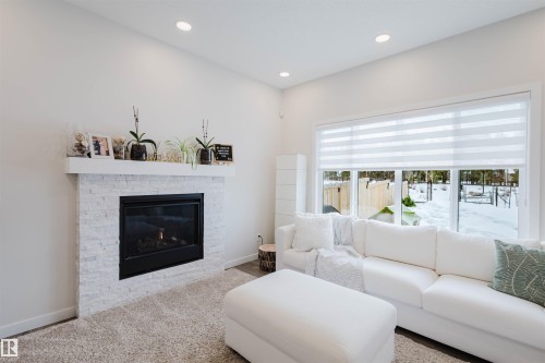 3408 Checknita Terrace, Edmonton, AB - Indoor Photo Showing Living Room With Fireplace