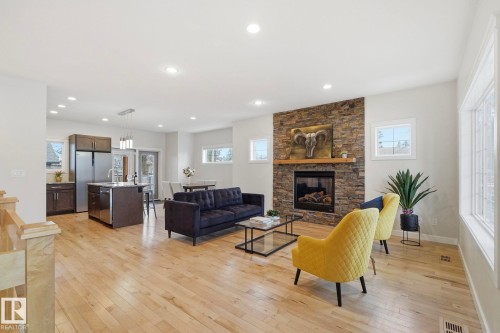 8704 75 Avenue, Edmonton, AB - Indoor Photo Showing Living Room With Fireplace