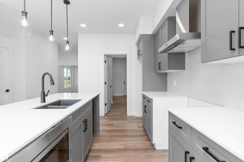 5005 Cawsey Link Sw, Edmonton, AB - Indoor Photo Showing Kitchen With Double Sink With Upgraded Kitchen