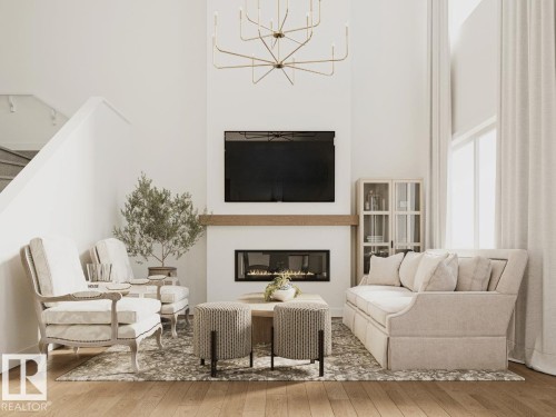 5011 Cawsey Link, Edmonton, AB - Indoor Photo Showing Living Room With Fireplace