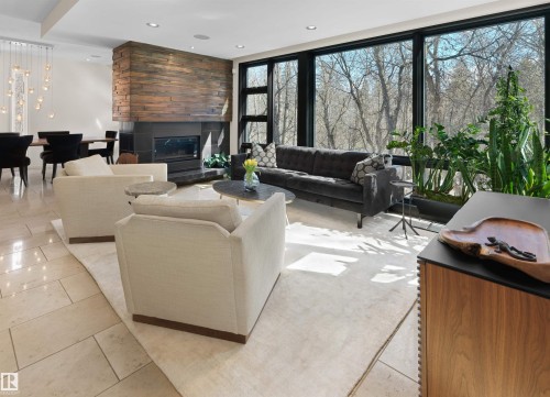 9651 87 Avenue, Edmonton, AB - Indoor Photo Showing Living Room With Fireplace