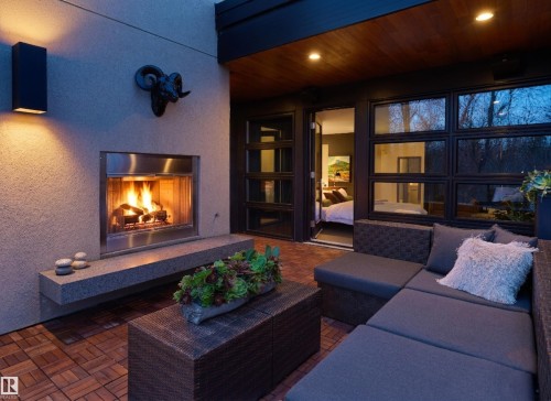 9651 87 Avenue, Edmonton, AB -  Photo Showing Living Room With Fireplace