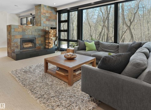 9651 87 Avenue, Edmonton, AB - Indoor Photo Showing Living Room With Fireplace
