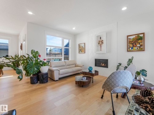 7215 May Road, Edmonton, AB - Indoor Photo Showing Living Room With Fireplace