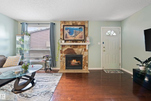 6163 38 Avenue, Edmonton, AB - Indoor Photo Showing Living Room With Fireplace