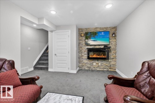 15603 122 Street, Edmonton, AB - Indoor Photo Showing Living Room With Fireplace