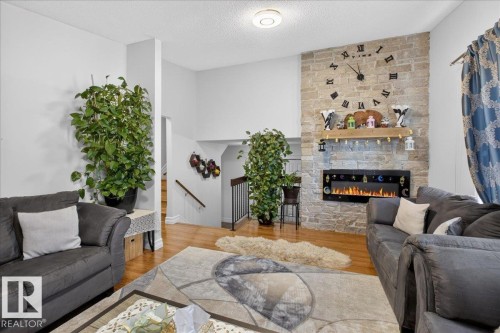 15603 122 Street, Edmonton, AB - Indoor Photo Showing Living Room With Fireplace