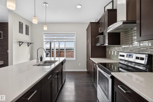 17311 49 Street, Edmonton, AB - Indoor Photo Showing Kitchen With Stainless Steel Kitchen With Double Sink With Upgraded Kitchen