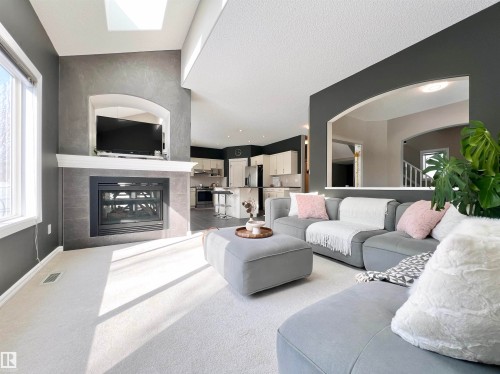 1007 Goodwin Crest, Edmonton, AB - Indoor Photo Showing Living Room With Fireplace