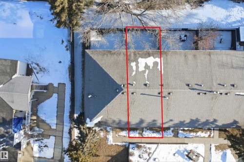 Aerial view of the property showing the main roof, along with a portion of the yard - 1706 37 Street, Edmonton, AB - Outdoor With View