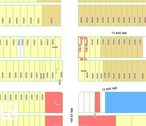 Plat Map. Illustrating lot boundaries and parcel identification numbers for the property - 10849 73 Avenue, Edmonton, AB - Other