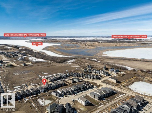 Aerial view showcasing the property's proximity to Big Lake, Lois Hole Centennial Provincial Park, and Sandpiper Golf & Country Club - 13007 213 Street, Edmonton, AB - Outdoor With View